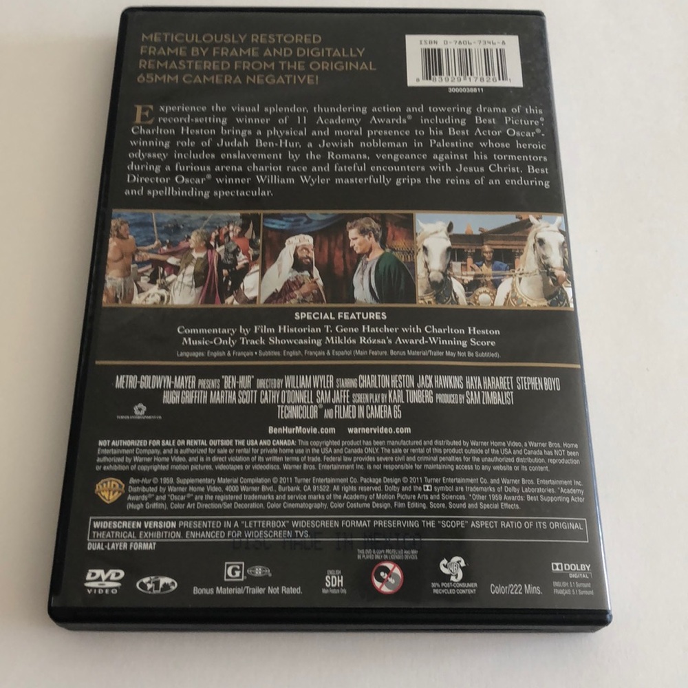 🍿CLASSIC “Ben-Hur” DVD - Picture 2 of 2